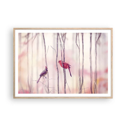 Plagát v ráme zo svetlého duba - Príbeh ružového lesa - 100x70 cm
