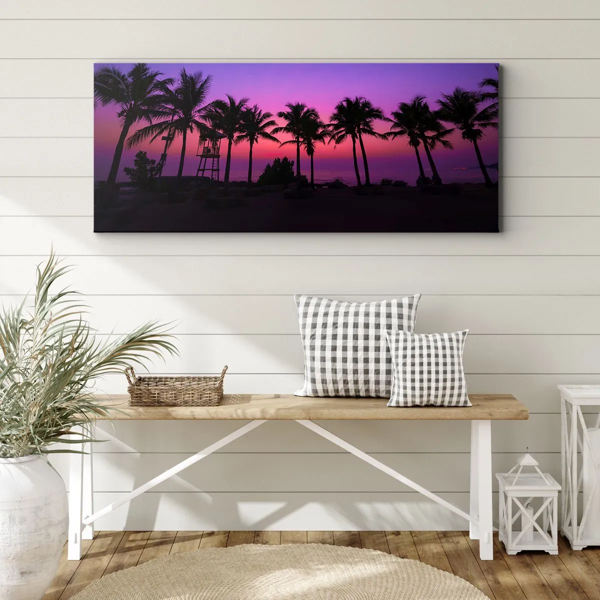 Obraz na plátne - Večer pod palmami - 100x40 cm