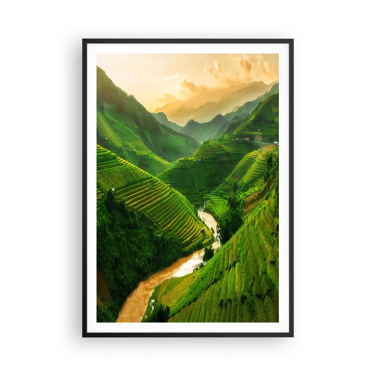 Plagát v čiernom ráme - Vietnamské údolie - 70x100 cm