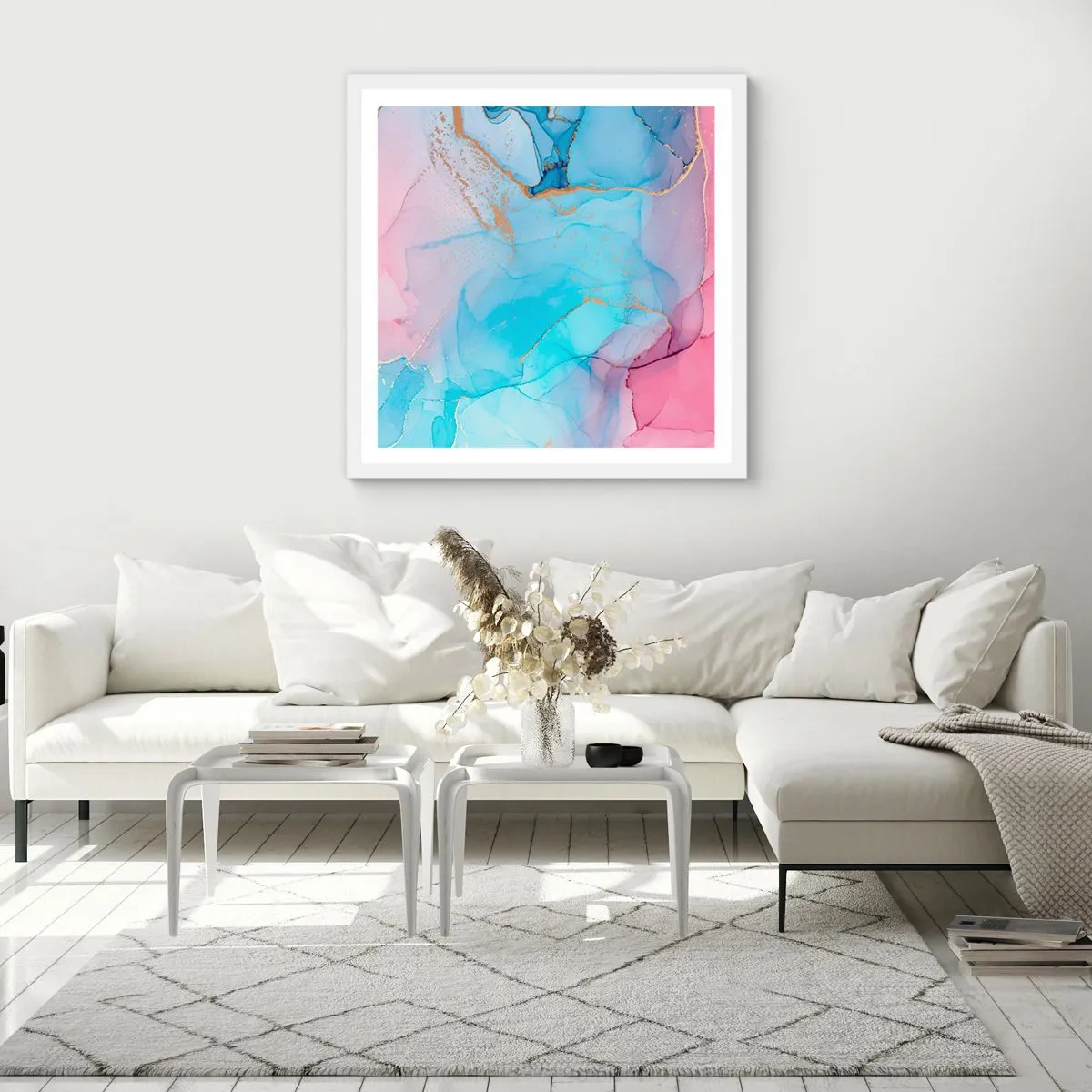 Plagát v bielom ráme - Stretávanie a prelínanie - 30x30 cm