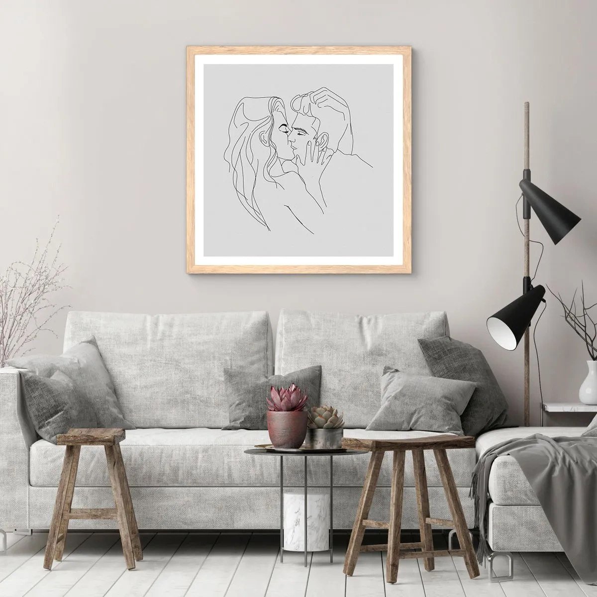 Plagát v ráme zo svetlého duba - Jedným ťahom - 50x50 cm