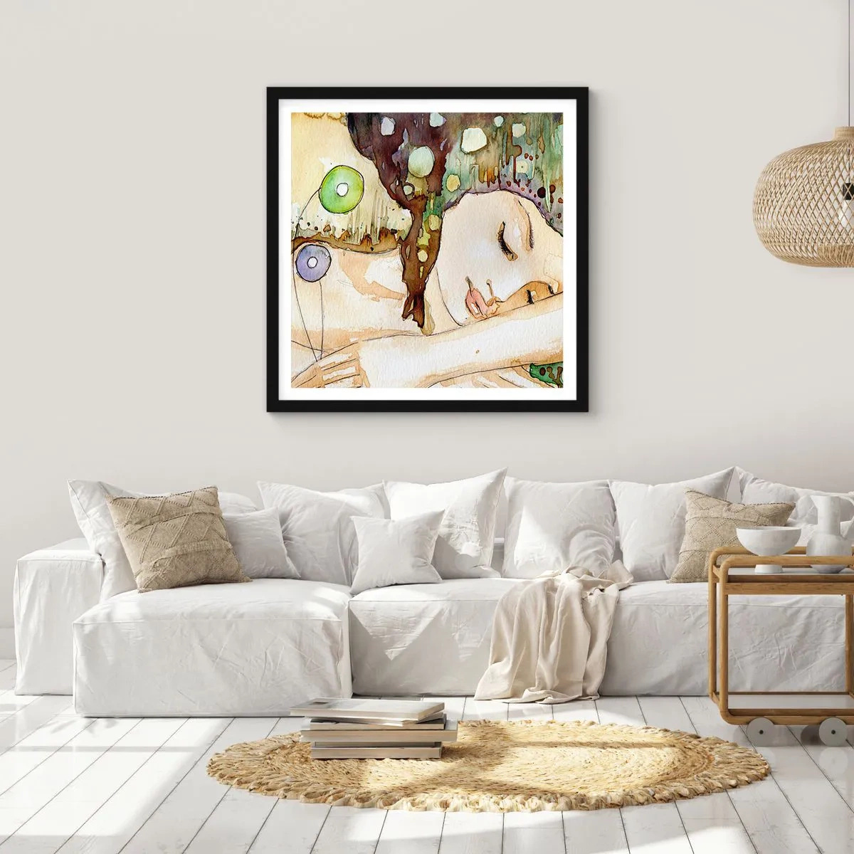 Plagát v čiernom ráme - Smaragdovo-fialový sen - 60x60 cm