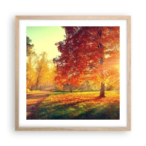 Plagát v ráme zo svetlého duba - Červené je krásne - 50x50 cm