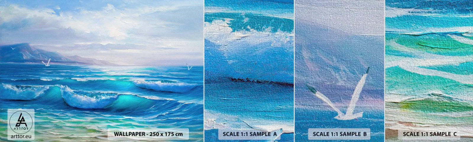 Vzorka fototapety Premium Canvas - Prináša ukojenie - Abstrakcia, More, Grafika - 100x30 cm