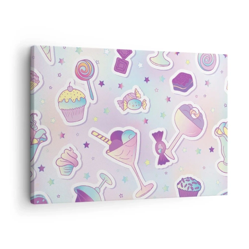 Obraz na plátne - Pastelové vzory so sladkosťami a dezertmi - 70x50cm - Aby boli každý deň narodeniny - Moderná nástenná dekorácia do obývacej izby a spálne ARTTOR