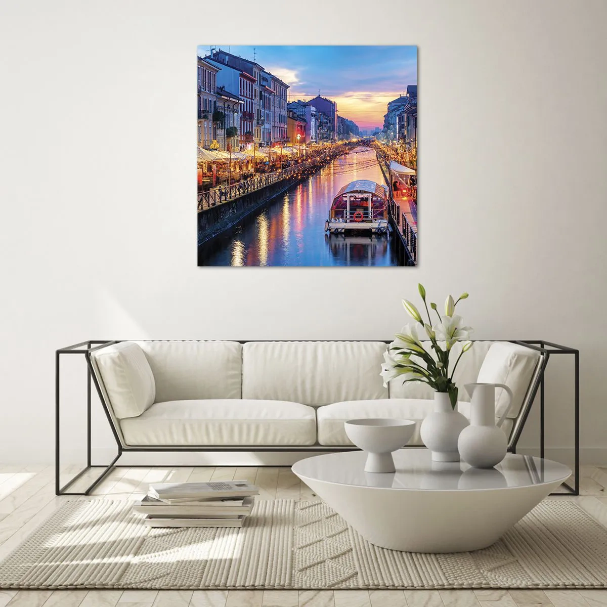 Obraz na skle - Večer plný svetla a zábavy - 60x60 cm