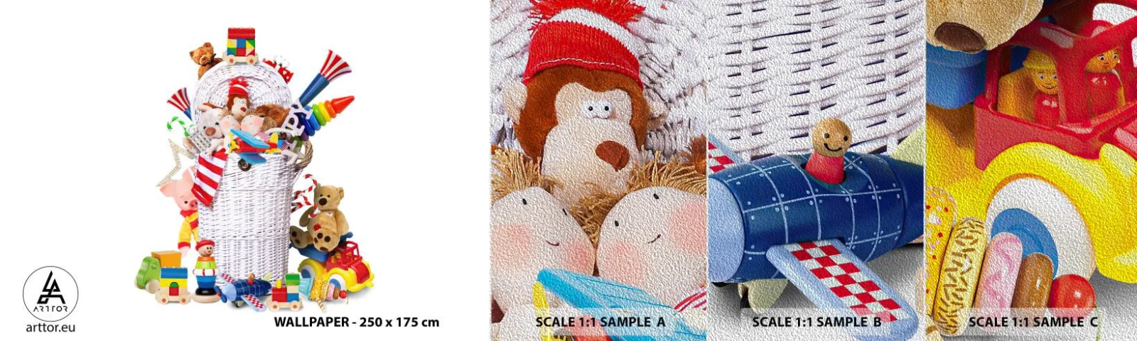 Vzorka fototapety Premium Sand - Poklady dieťatka - Hračky, Pre deti, Detská izba - 100x30 cm