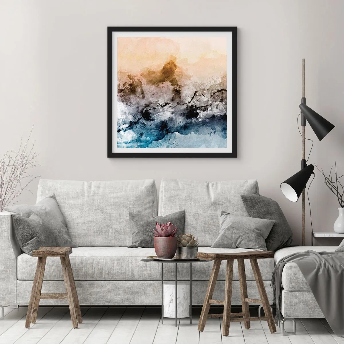 Plagát v čiernom ráme - Ponorené do mračná hmly - 40x40 cm