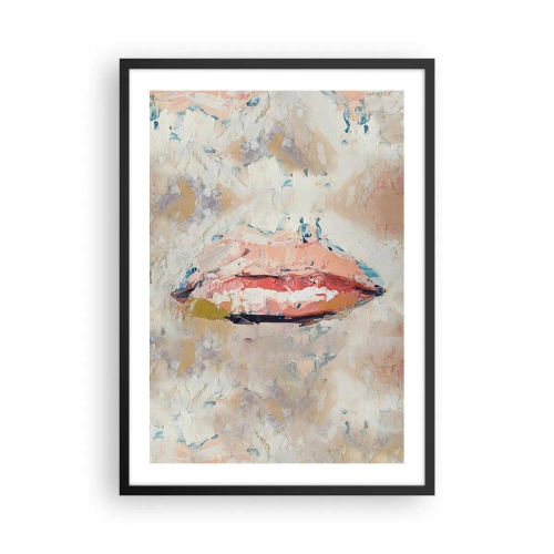 Plagát v čiernom ráme - Abstraktné pery v pastelovej farebnej palete - 50x70cm - Prebúdza zmysly - Moderná nástenná dekorácia do obývacej izby a spálne ARTTOR