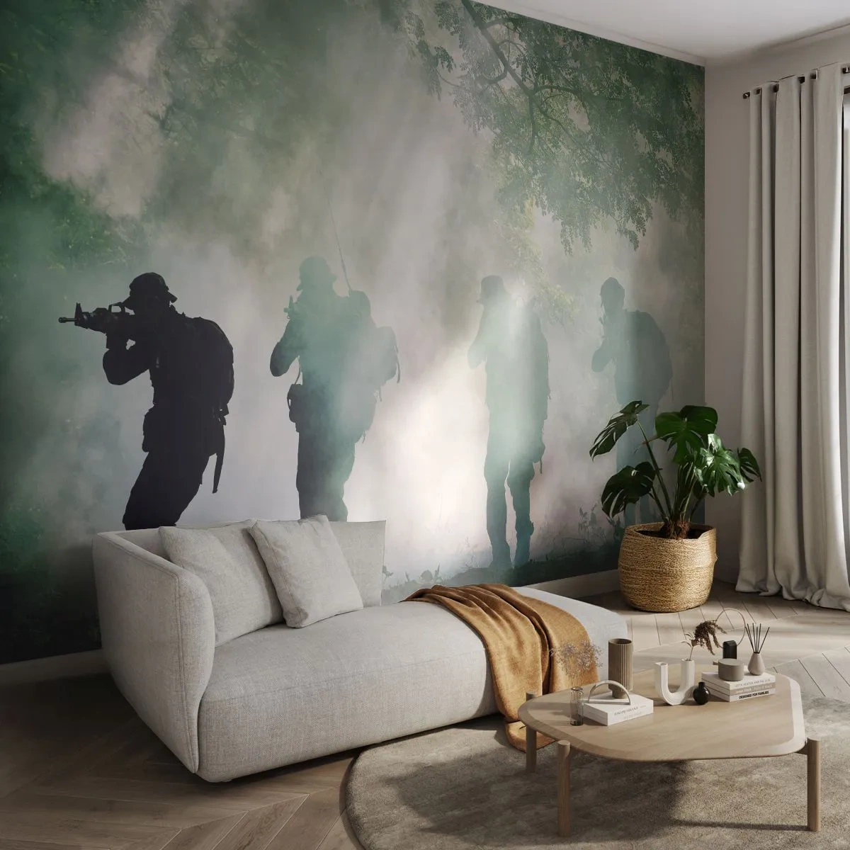 Samolepiaca Fototapeta Deluxe Sticker - Jeden za všetkých… - Vojak, Zbraň, Puška - 400x280 cm
