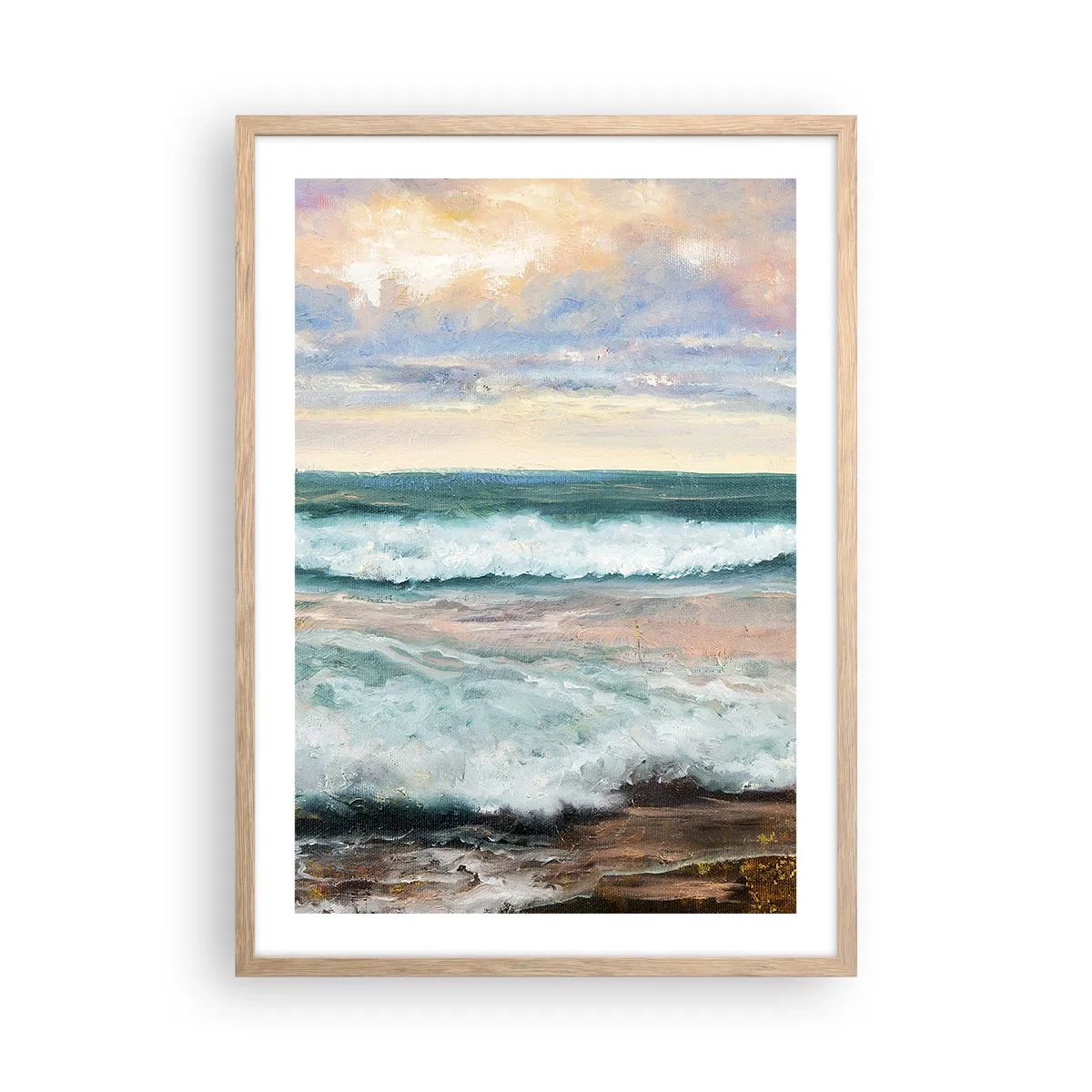 Plagát v ráme zo svetlého duba - Tu uhladíš dušu - 50x70 cm