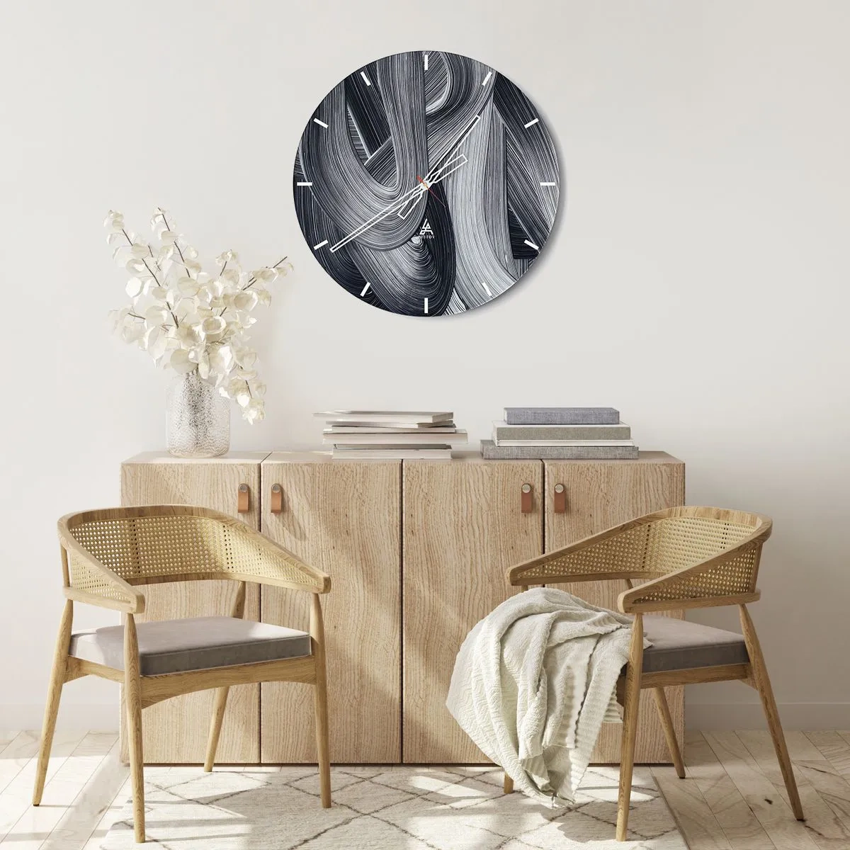 Nástenné hodiny - Cválajúci kôň na púštnom pozadí v čiernobielej farbe. - 30x30cm - Plynulosť reality - Moderná nástenná dekorácia do obývacej izby, kuchyne a spálne ARTTOR