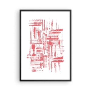 Plagát v čiernom ráme - Červené geometrické čiary na bielom pozadí - 50x70cm - Červené mesto - Moderná nástenná dekorácia do obývacej izby a spálne ARTTOR