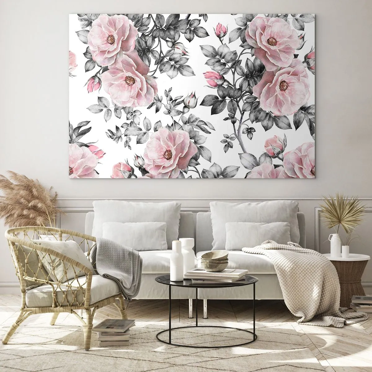 Obraz na skle - Stratte sa v kvetoch ruží - 70x50cm - Stratiť sa v kvetoch ruží - Moderná nástenná dekorácia do obývacej izby a spálne ARTTOR