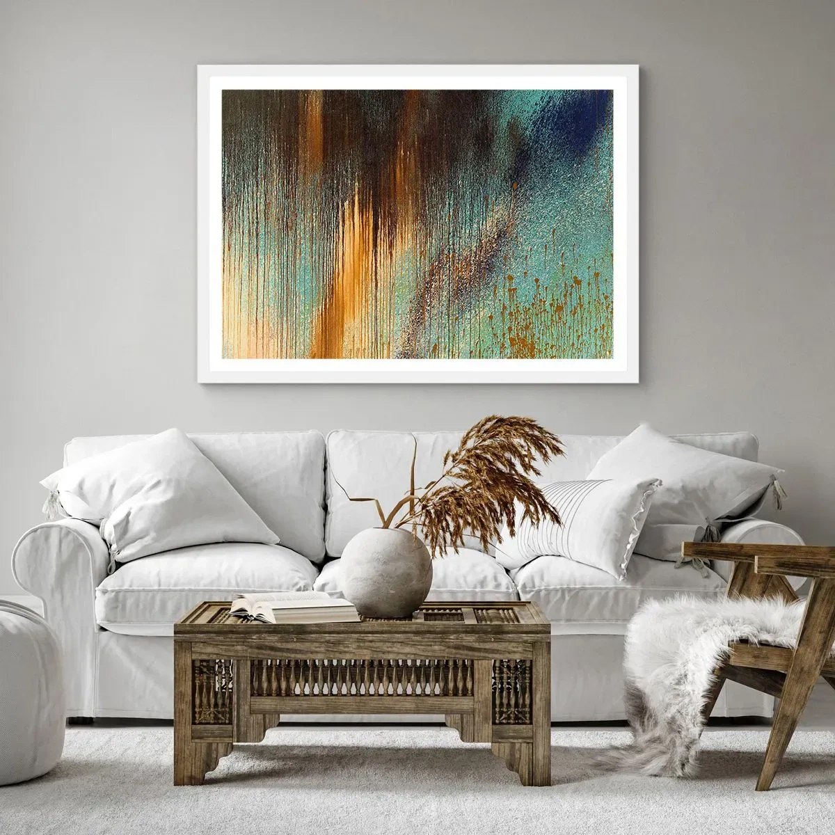 Plagát v bielom ráme - Nenáhodná farebná kompozícia - 91x61 cm