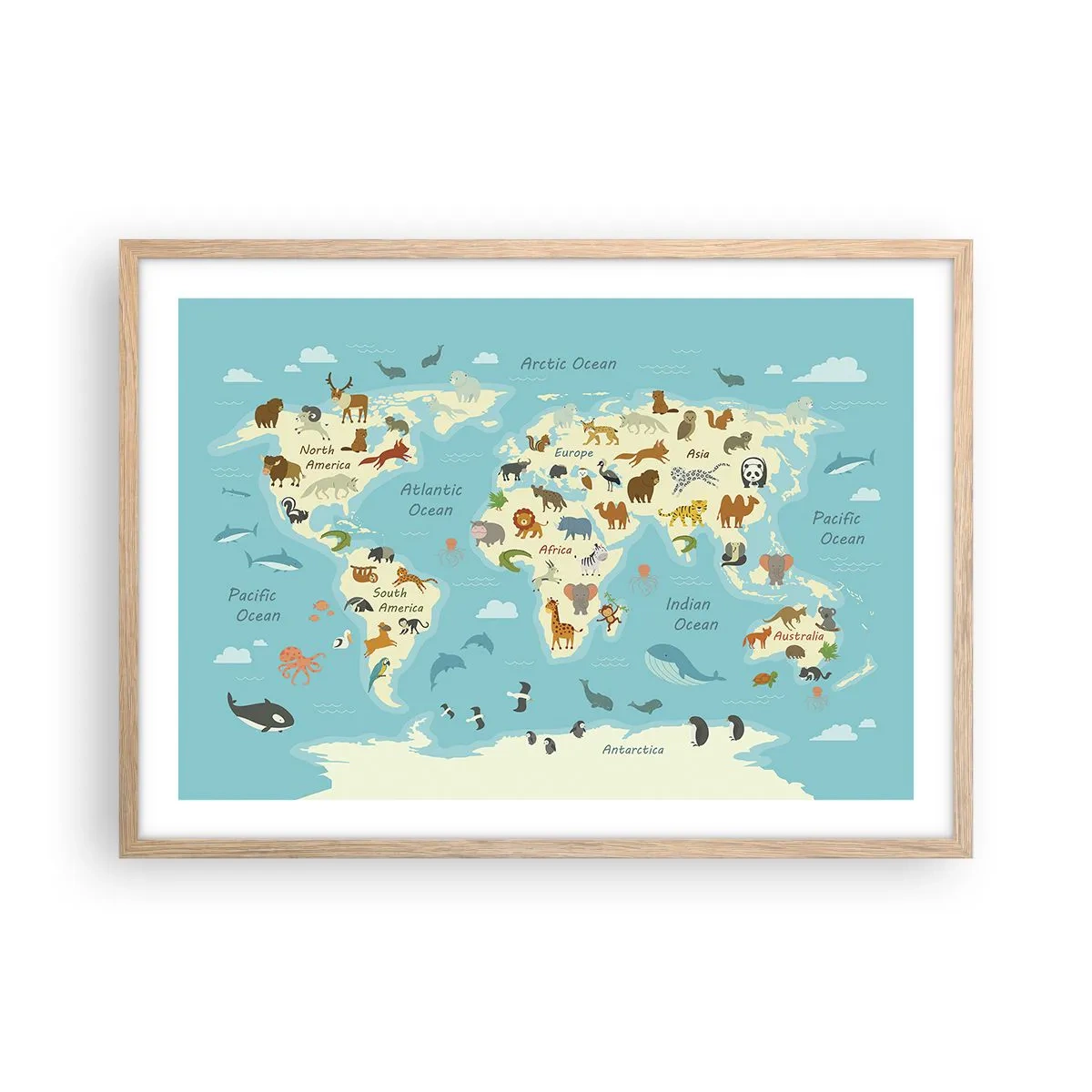 Plagát v ráme zo svetlého duba - Dobrí susedia - 70x50 cm