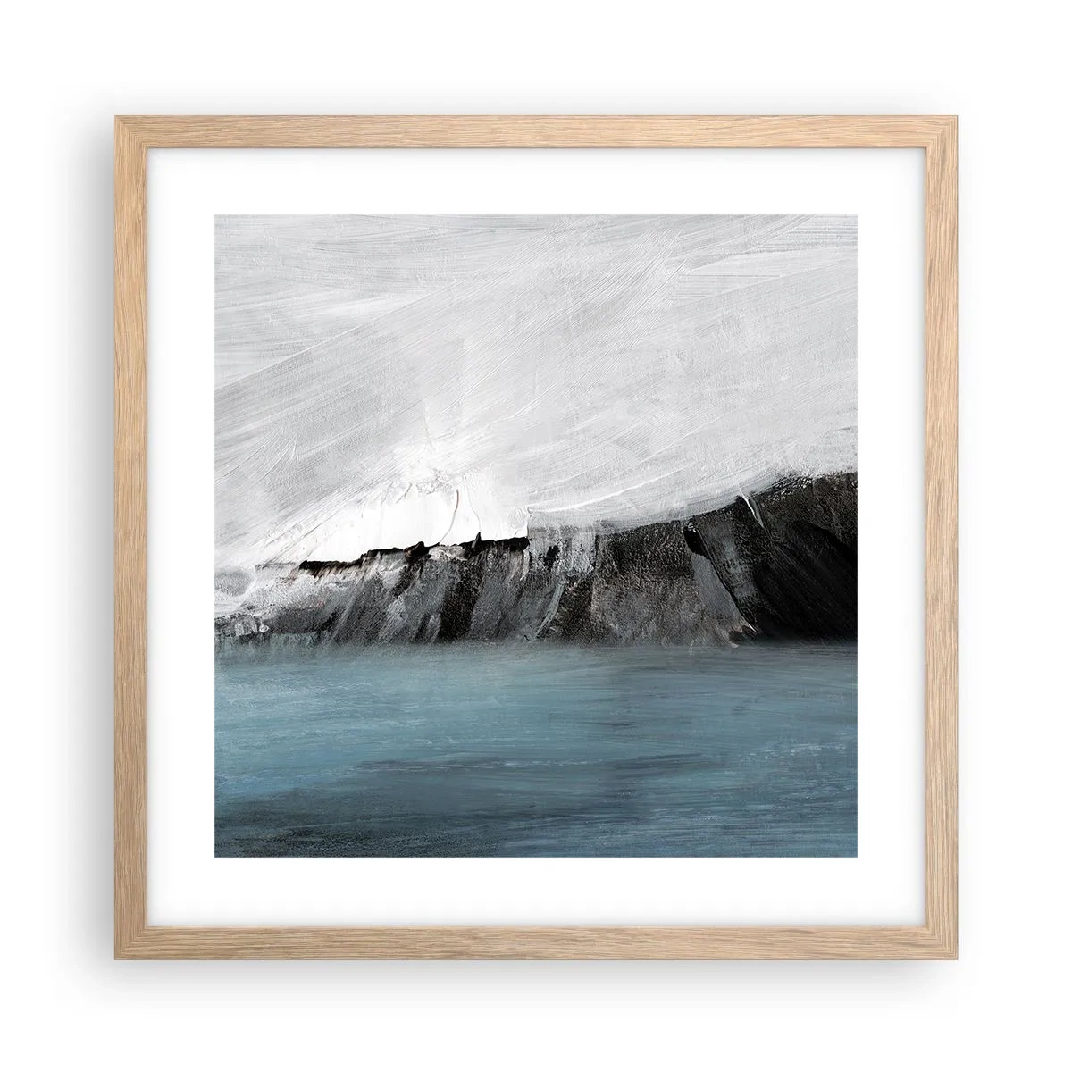 Plagát v ráme zo svetlého duba - Voda – zem: stret živlov - 40x40 cm