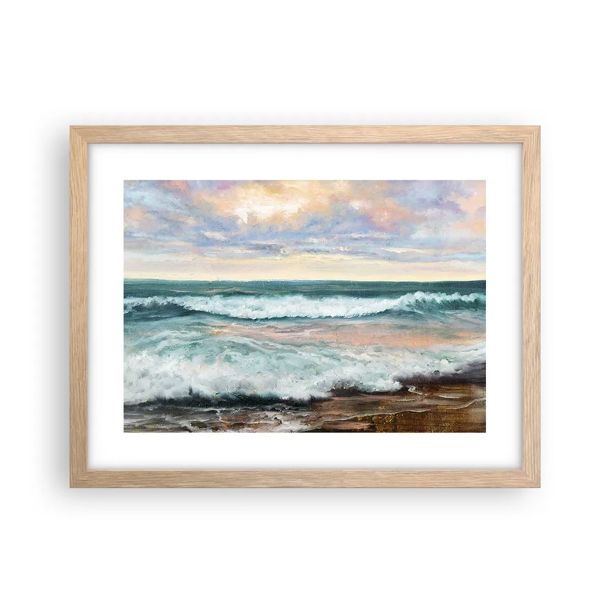 Plagát v ráme zo svetlého duba - Tu uhladíš dušu - 40x30 cm