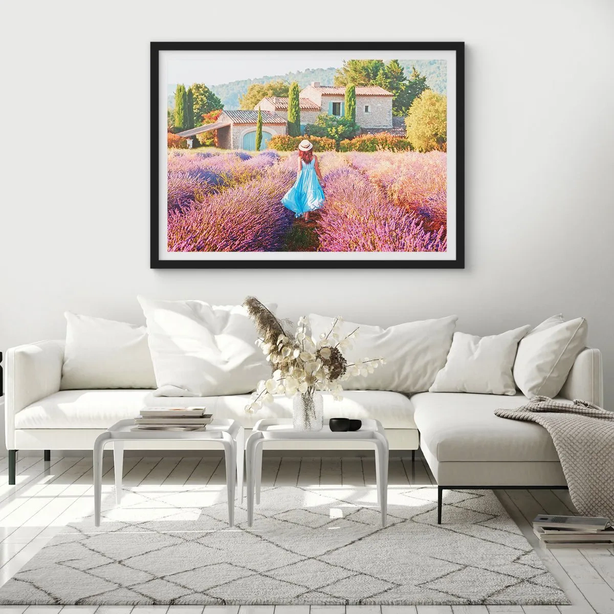 Plagát v čiernom ráme - Levanduľové dievča - 91x61 cm