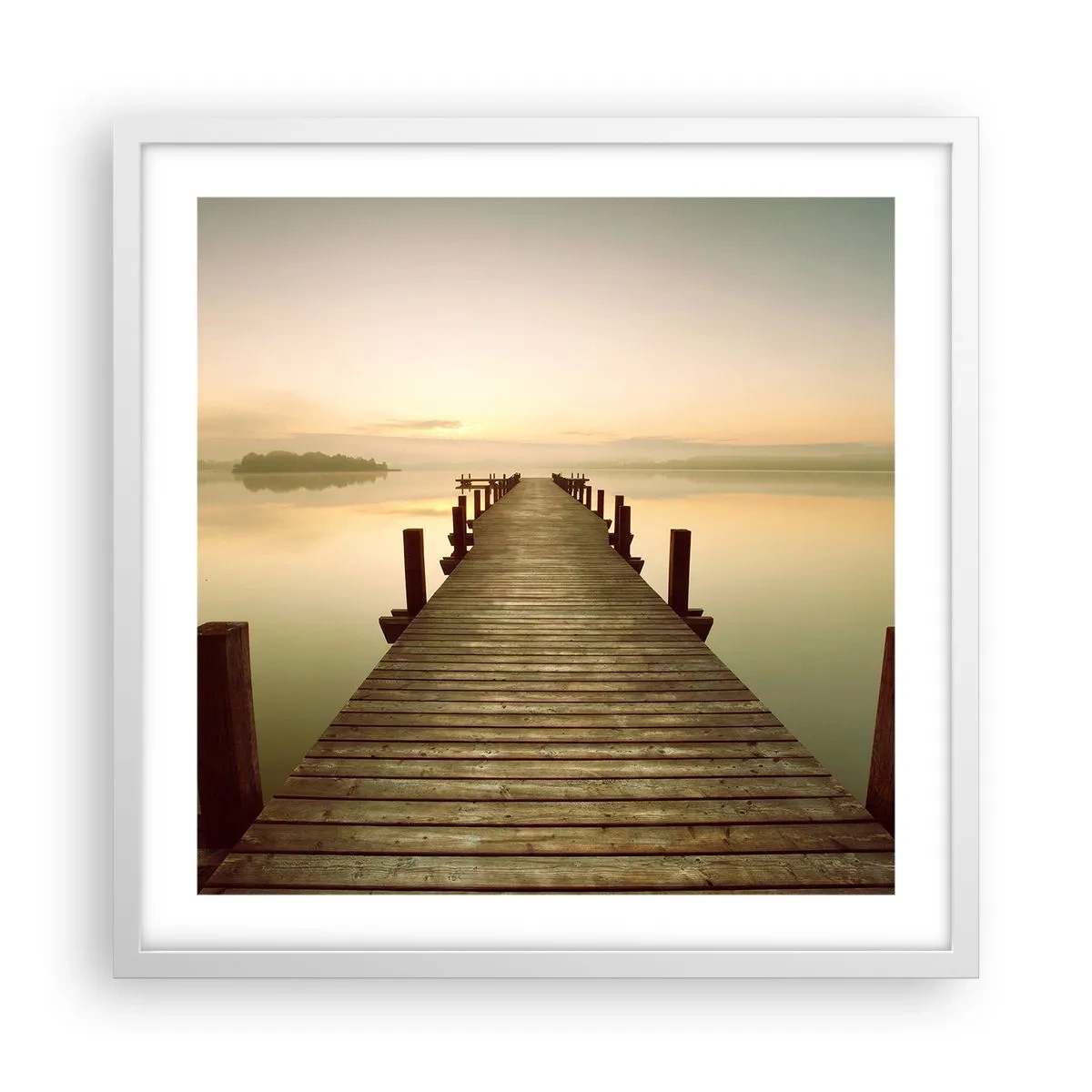 Plagát v bielom ráme - Úsvit, svitanie, svetlo - 50x50 cm