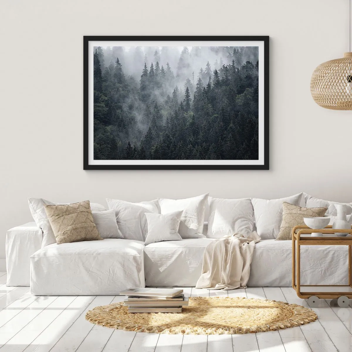Plagát v čiernom ráme - Lesné svitania - 100x70 cm