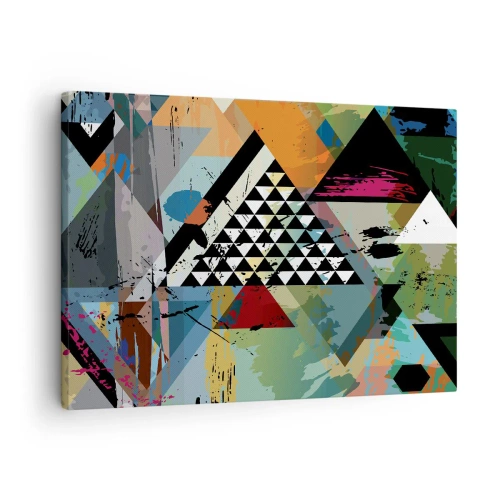 Obraz na plátne - Abstraktná kompozícia geometrických tvarov a farieb. - 70x50cm - Aké je to jednoduché - Moderná nástenná dekorácia do obývacej izby a spálne ARTTOR