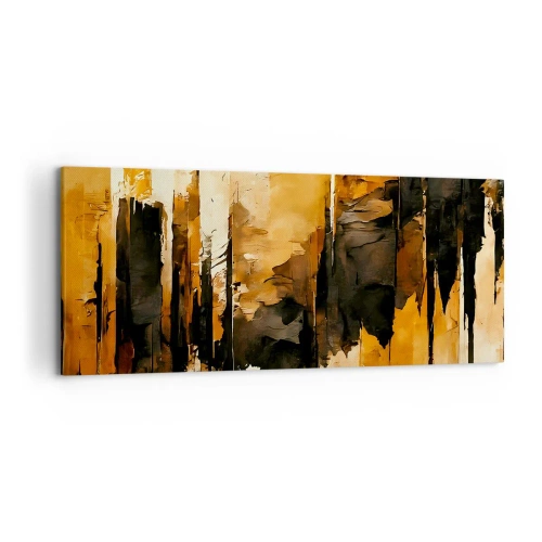 Obraz na plátne - Harmónia čiernej a zlatej - 120x50 cm