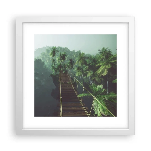 Plagát v bielom ráme - Pri vodopáde zelene - 30x30 cm