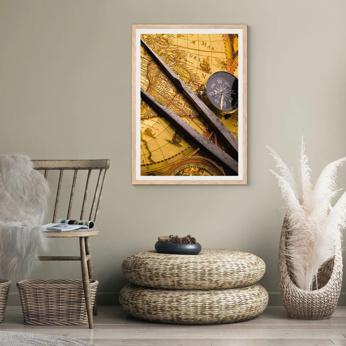 Plagát v ráme zo svetlého duba - Kde sú tie poklady? - 61x91 cm