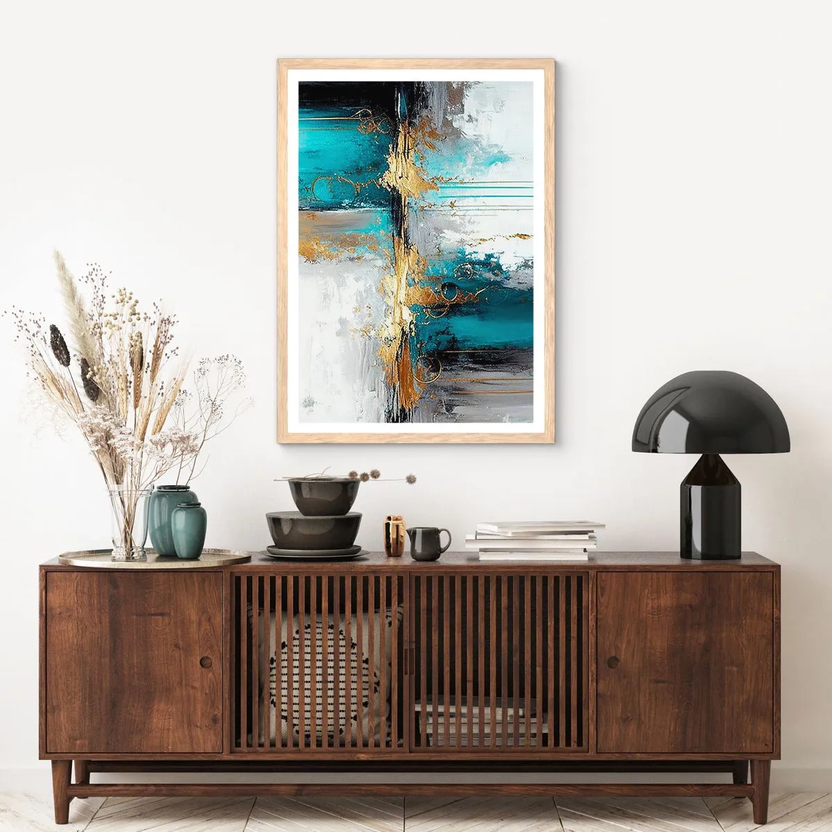 Plagát v ráme zo svetlého duba - Všetko plynie - 70x100 cm