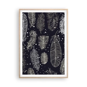 Plagát v ráme zo svetlého duba - Čipka s perím - 70x100 cm