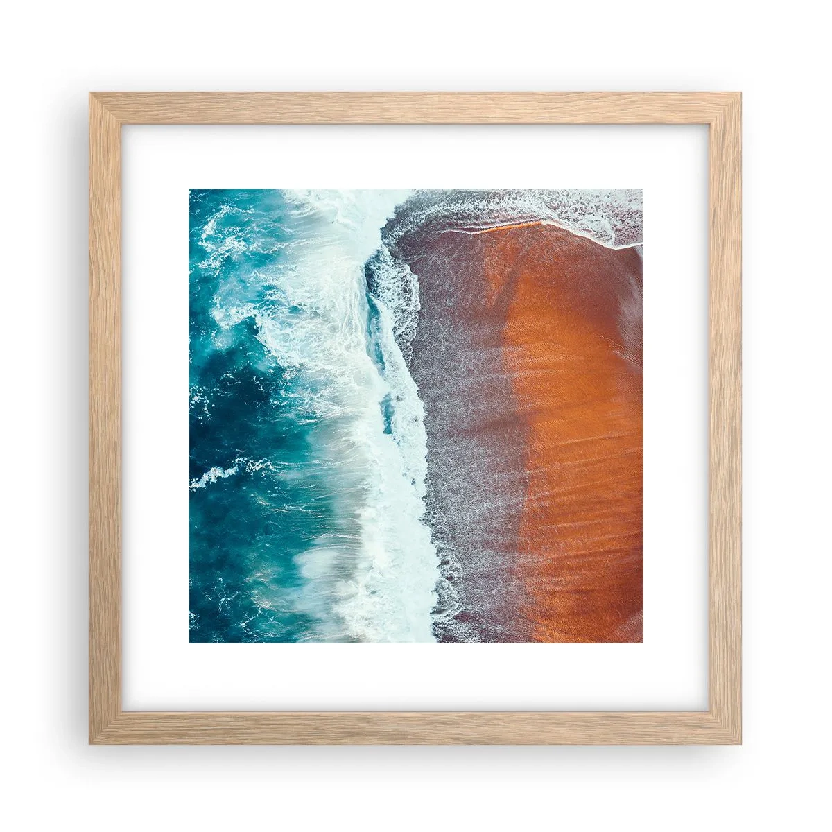 Plagát v ráme zo svetlého duba - Dotyk oceánu - 30x30 cm
