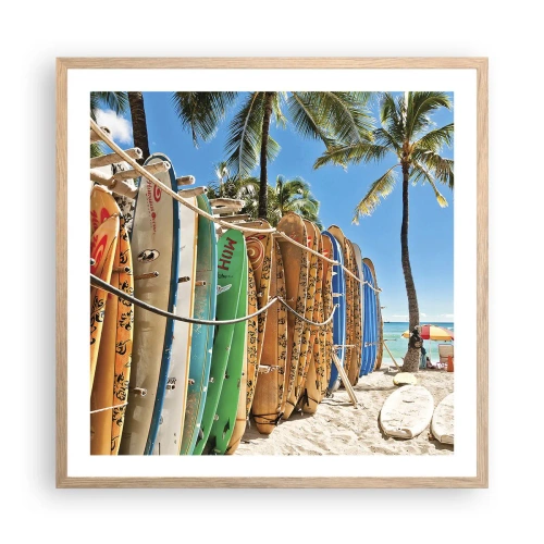 Plagát v ráme zo svetlého duba - Slnečná zábava - 60x60 cm