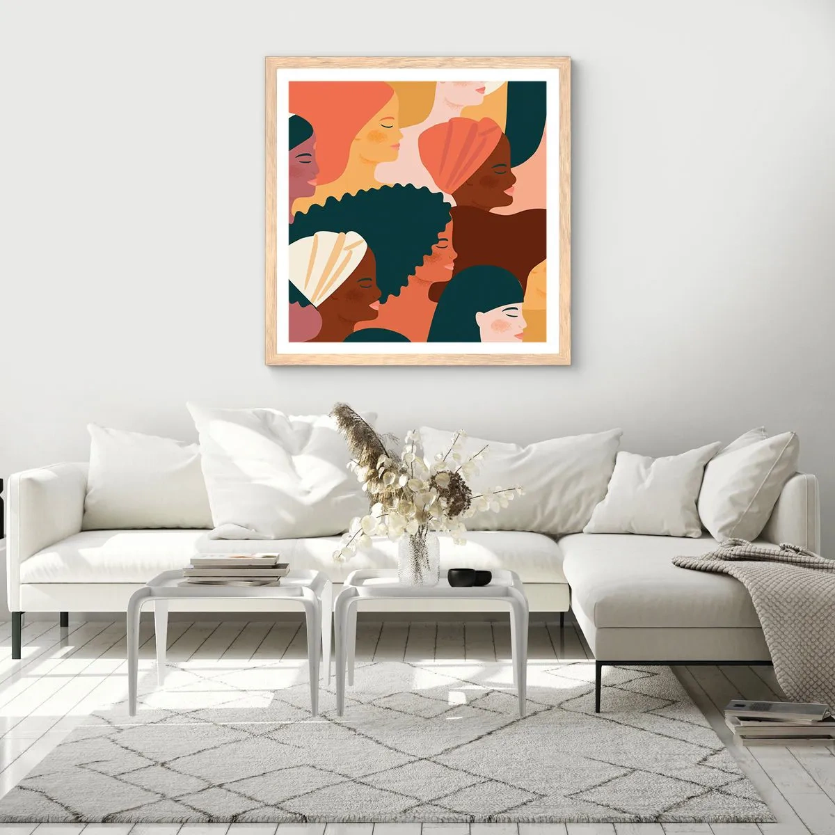 Plagát v ráme zo svetlého duba - Iba ženskosť - 30x30 cm