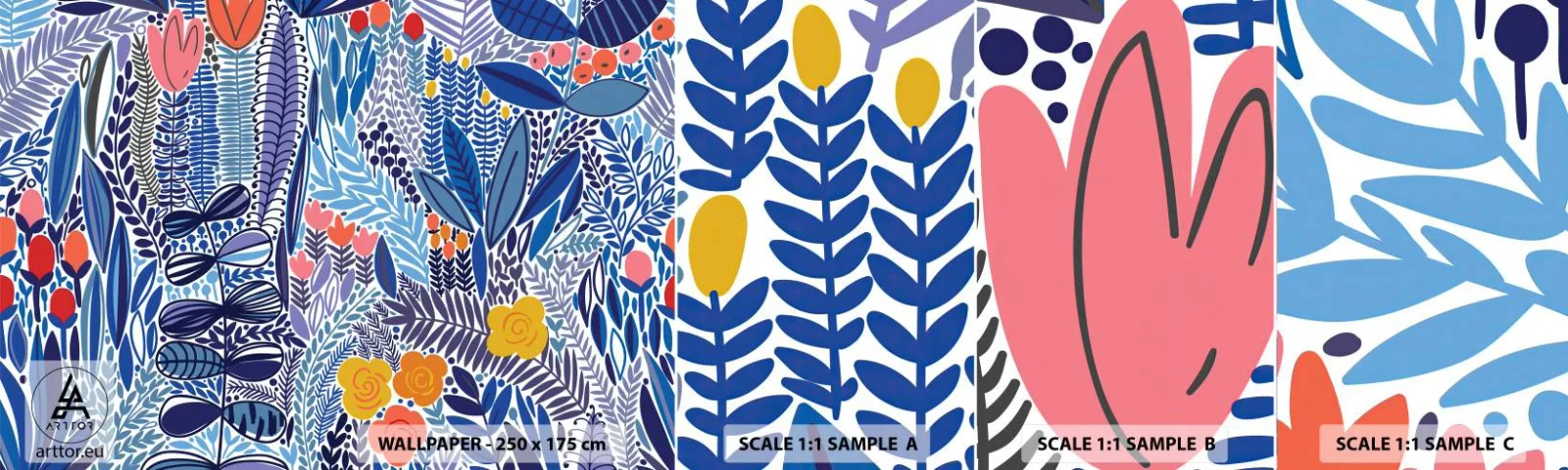 Vzorka samolepiacej fototapety Deluxe Sticker - Havajská záhrada - Kvety, Listy, Lúka - 100x30 cm