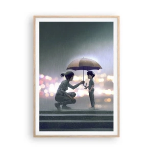 Plagát v ráme zo svetlého duba - A všetko je v poriadku - 70x100 cm