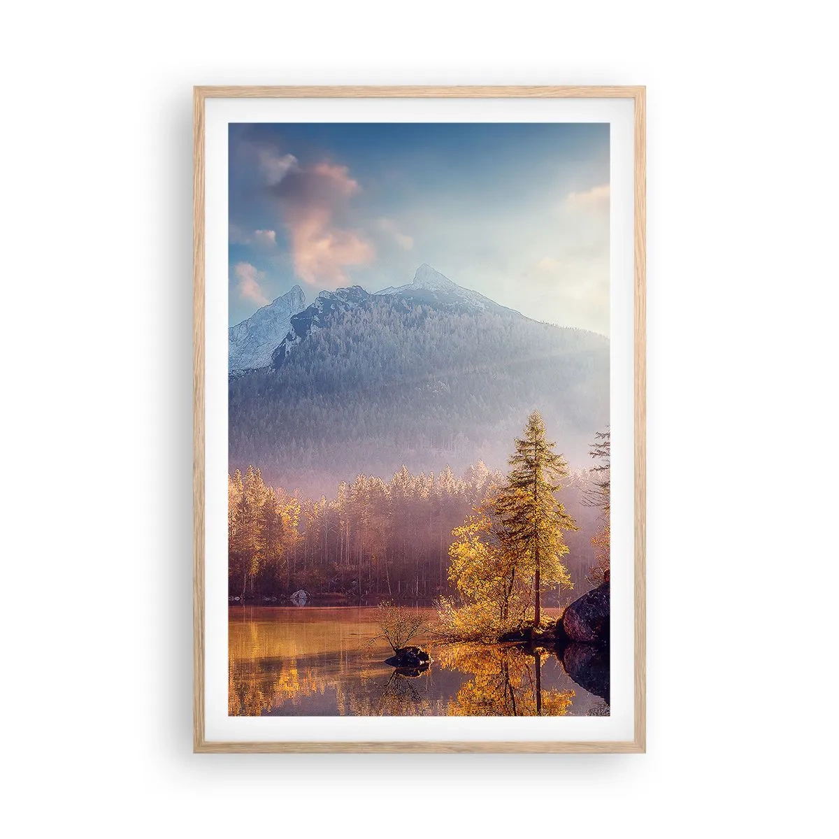 Plagát v ráme zo svetlého duba - V horách a údoliach - 61x91 cm