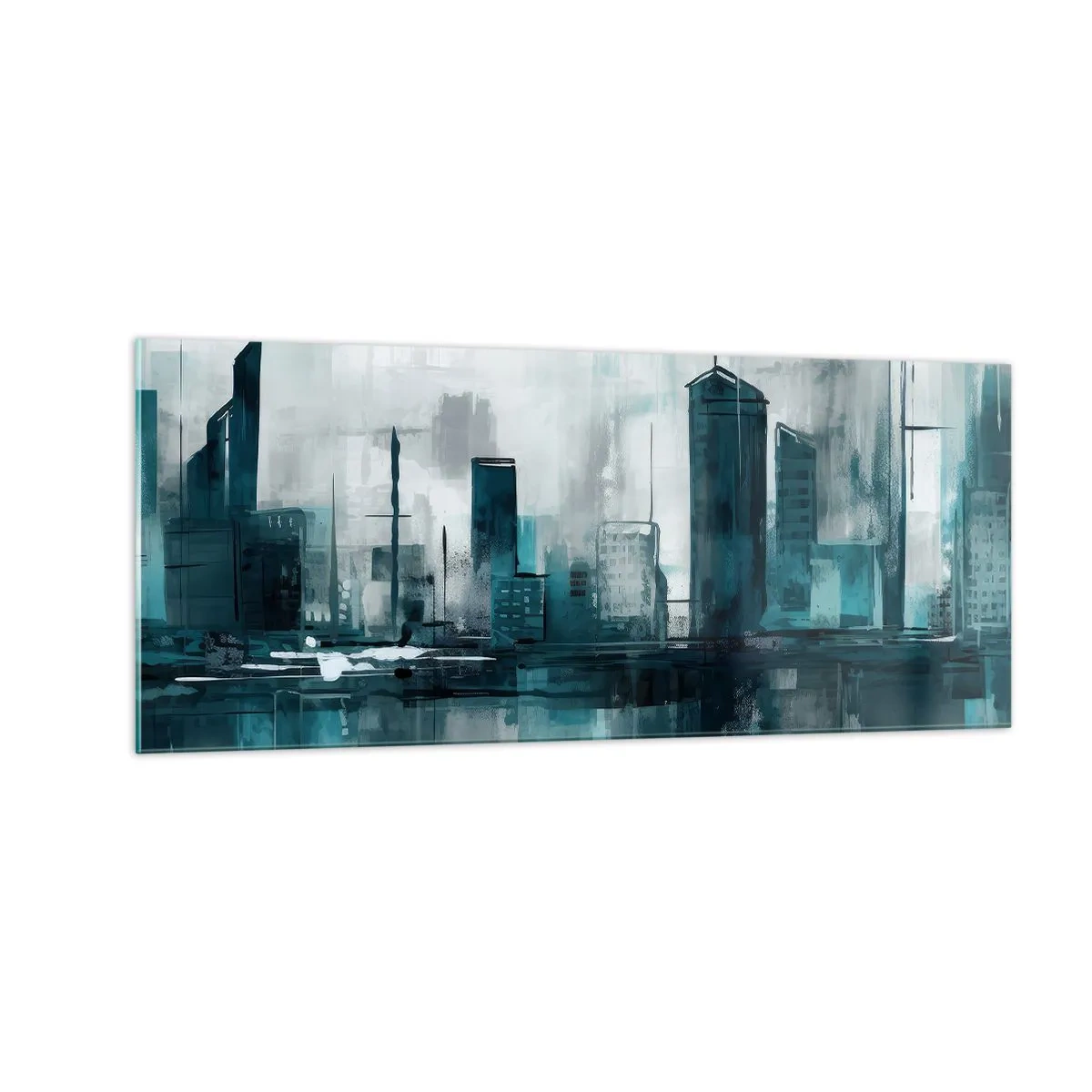 Obraz na skle - Mesto vo farbe dažďa - 100x40 cm