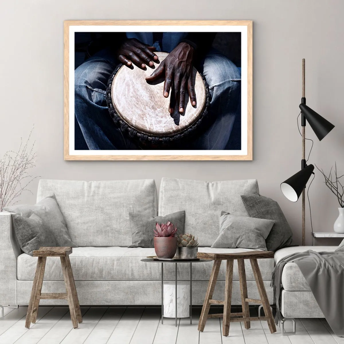 Plagát v ráme zo svetlého duba - Žite vo svojom rytme - 91x61 cm