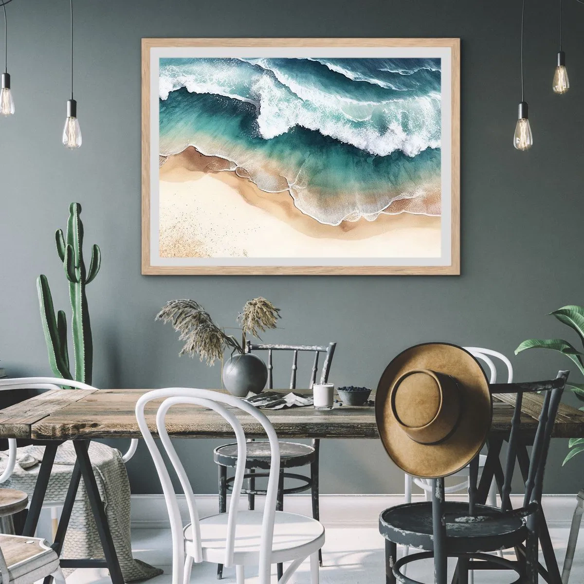 Plagát v ráme zo svetlého duba - Odveké stretnutie - 91x61 cm