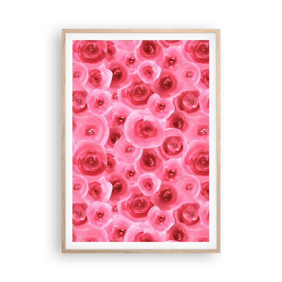 Plagát v ráme zo svetlého duba - Ruže dole aj hore - 70x100 cm
