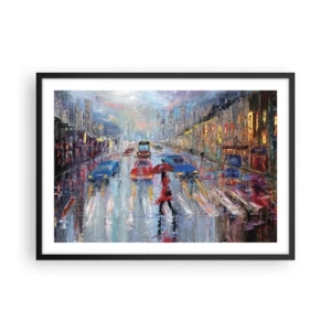 Plagát v čiernom ráme - Daždivé popoludnie v meste - 70x50 cm