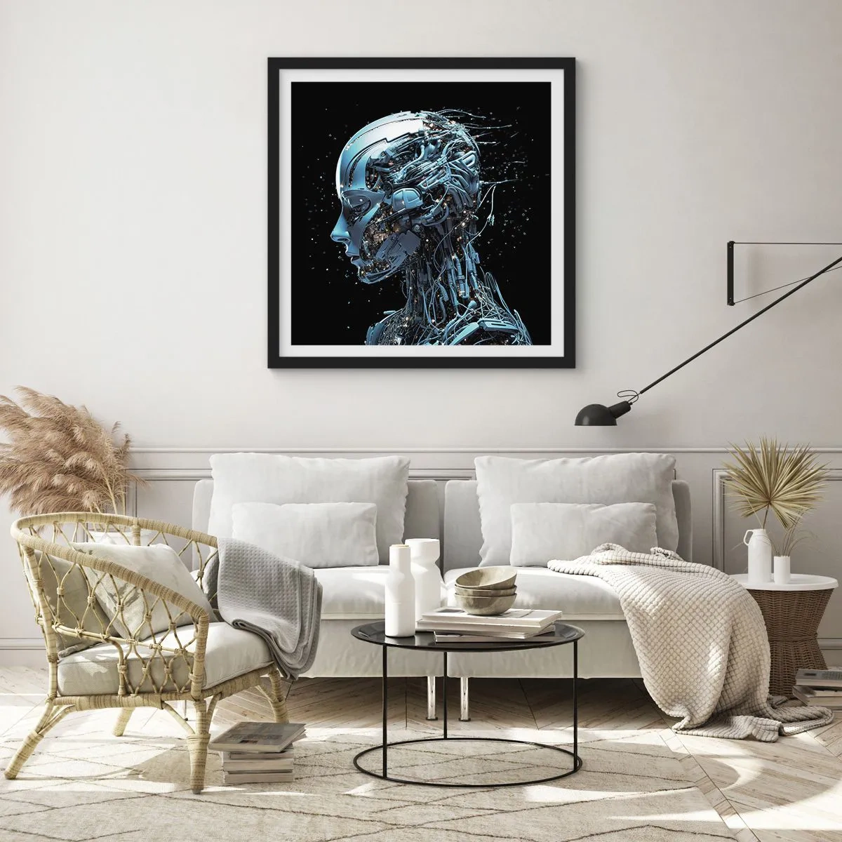 Plagát v čiernom ráme - Technológia je žena - 60x60 cm