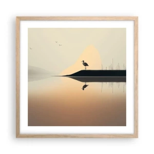 Plagát v ráme zo svetlého duba - Pán na jazere - 50x50 cm