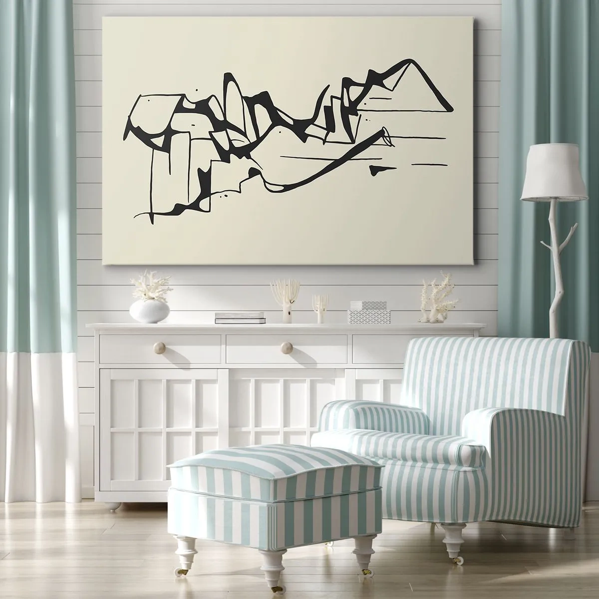Obraz na plátne - Abstraktná kresba hôr v čiernej a bielej farbe - 70x50cm - Možná krajina - Moderná nástenná dekorácia do obývacej izby a spálne ARTTOR