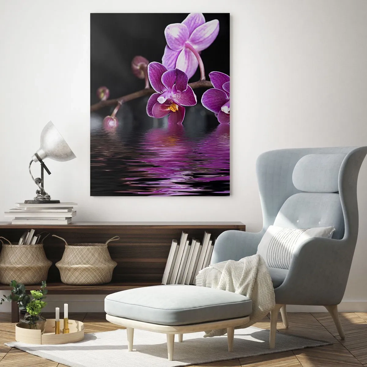 Obraz na skle - Ľaliový odraz krásy - 50x70 cm
