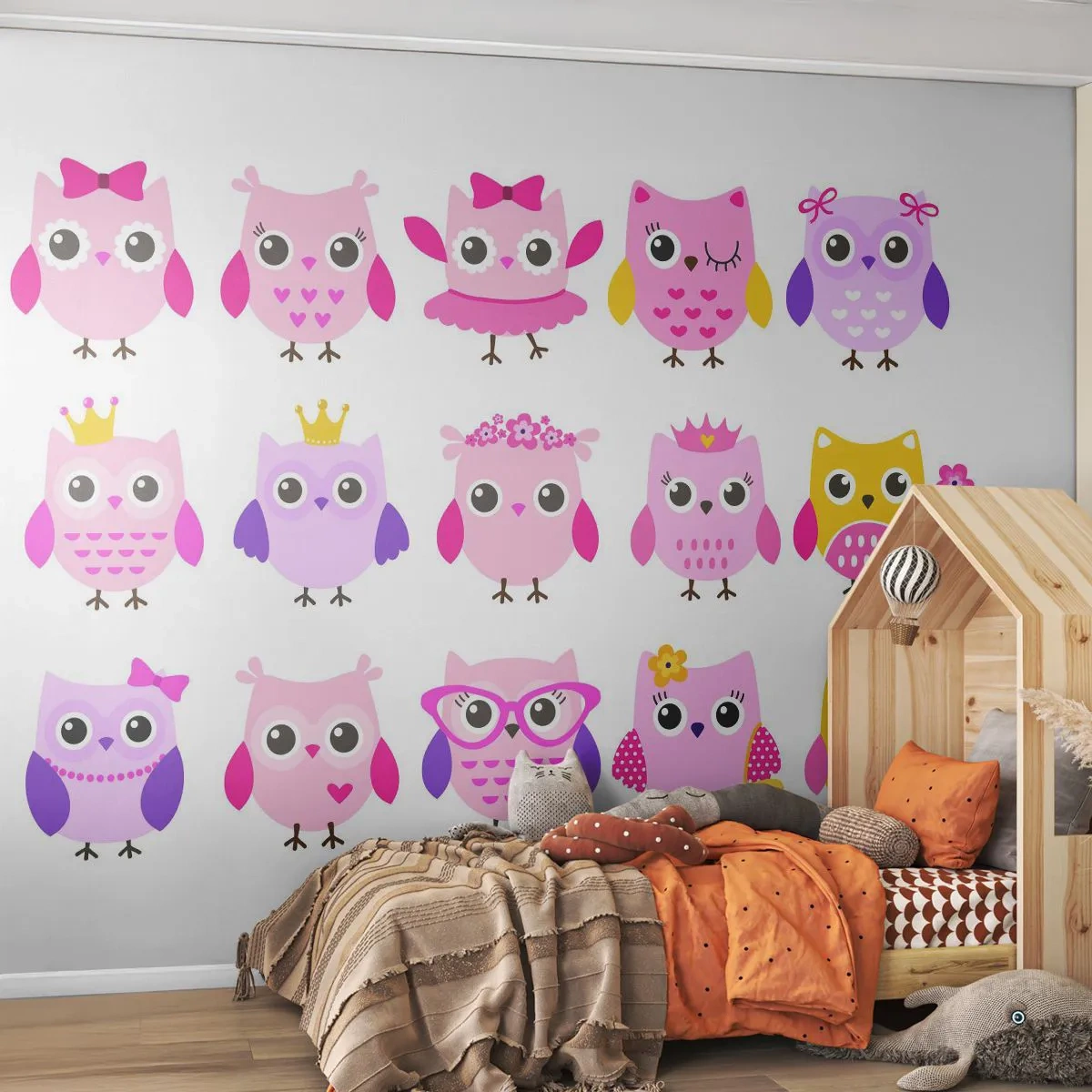 Fototapeta Premium Canvas - Jedna sladšia ako druhá - Vtáky, Sova, Pre deti - 250x175 cm