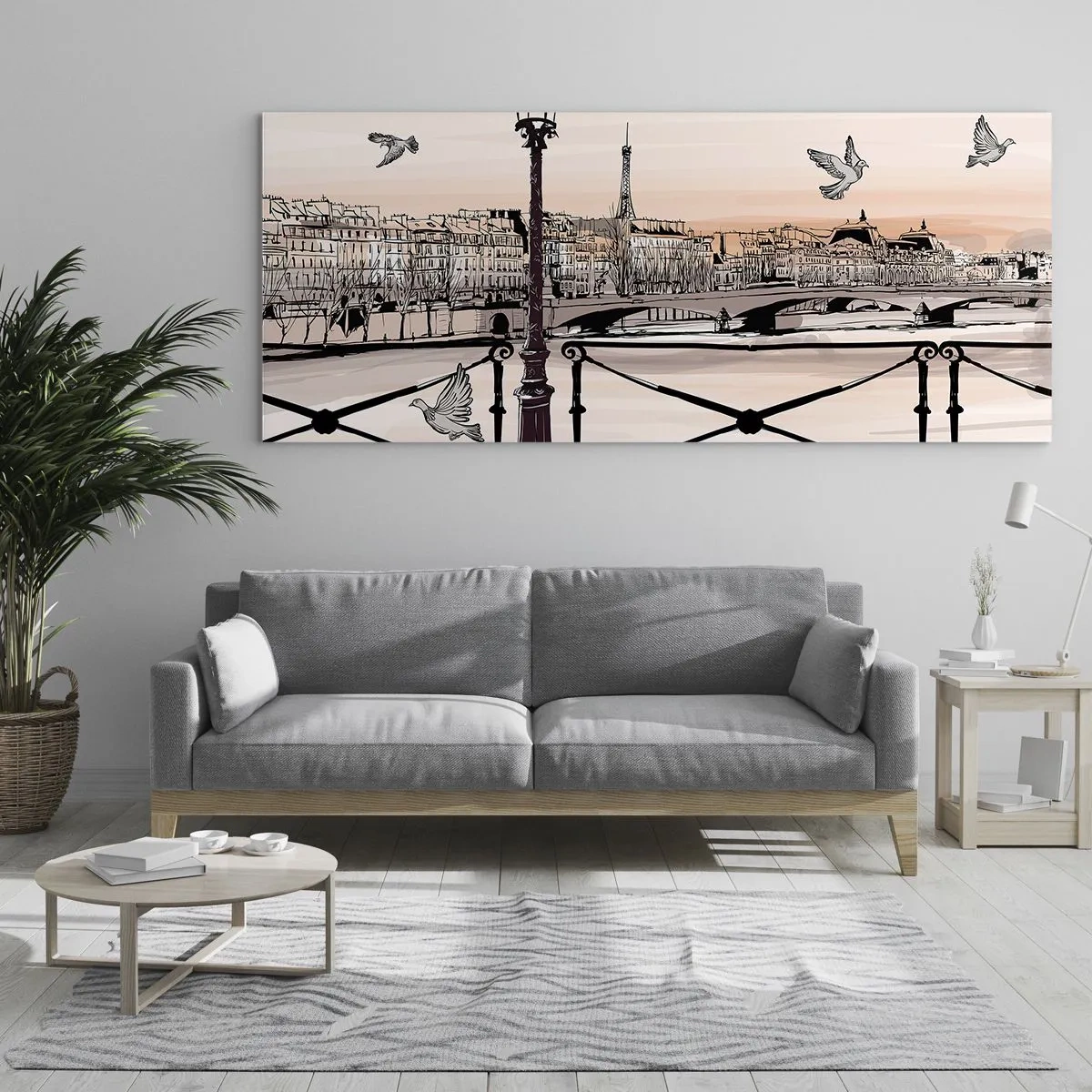 Obraz na skle - Nad strechami Paríža - 100x40 cm