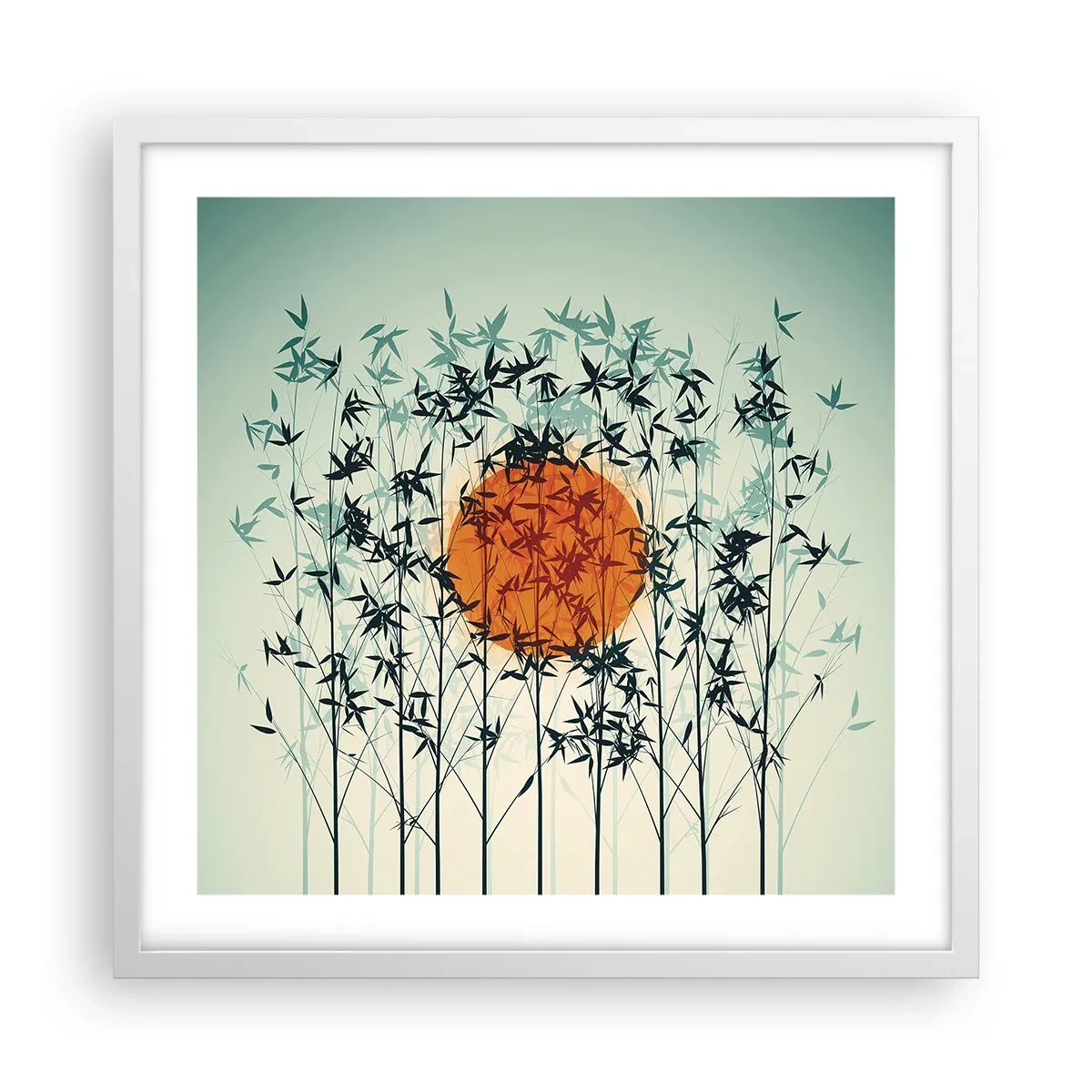 Plagát v bielom ráme - Japonské slnko - 50x50 cm