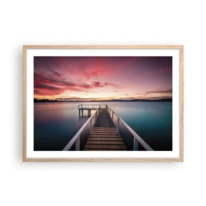 Plagát v ráme zo svetlého duba - Jemný plameň večera - 70x50 cm
